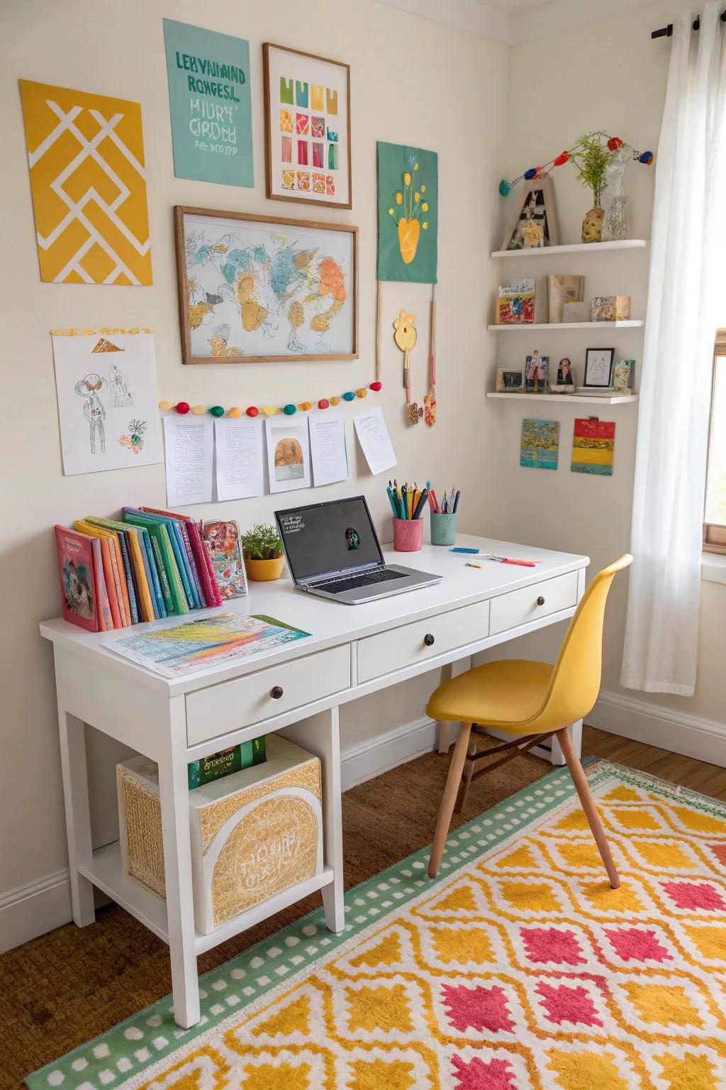 Lively decorations that spark joy and energy in the study space.