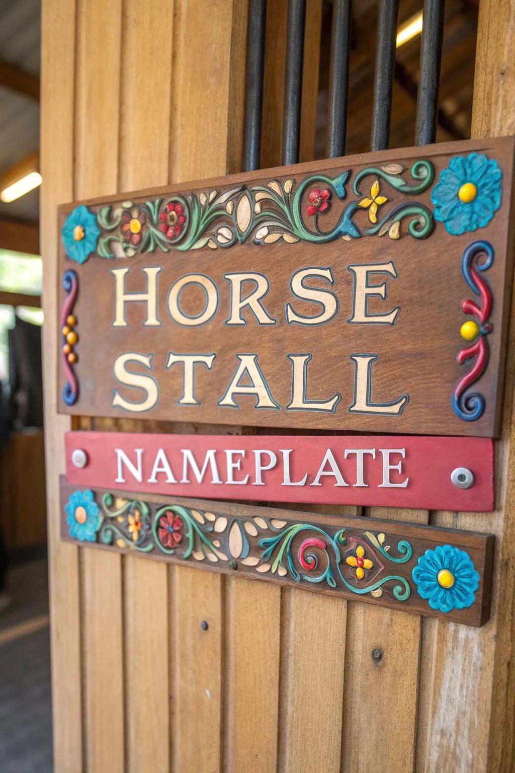 Bespoke name boards impart a personal touch to your horse's stall.