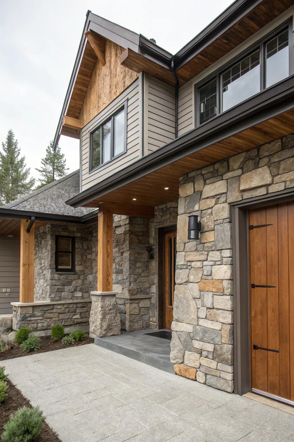 An inviting exterior showing off a mix of textures for added depth.
