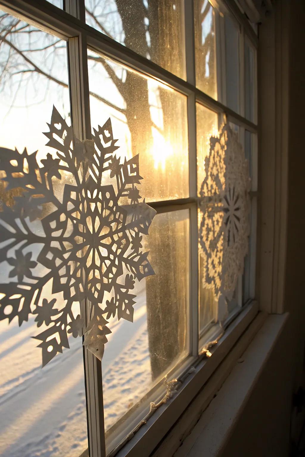 Delicate lace-inspired snowflakes impart a hint of sophistication.