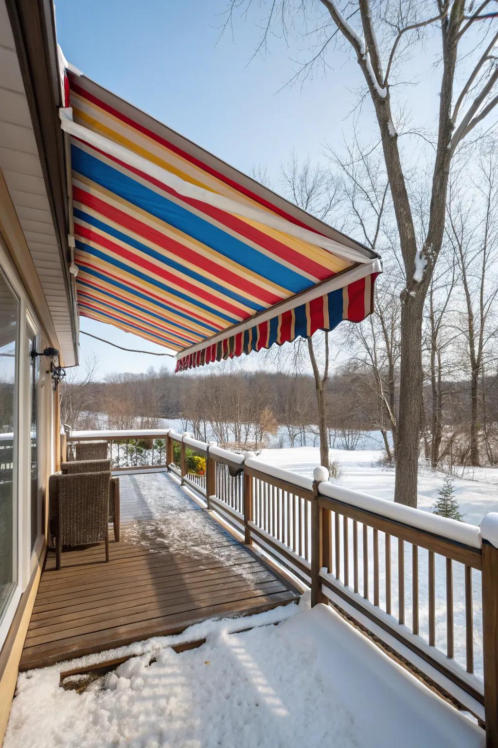 Adjustable shades provide adaptable protection for your deck in the winter.