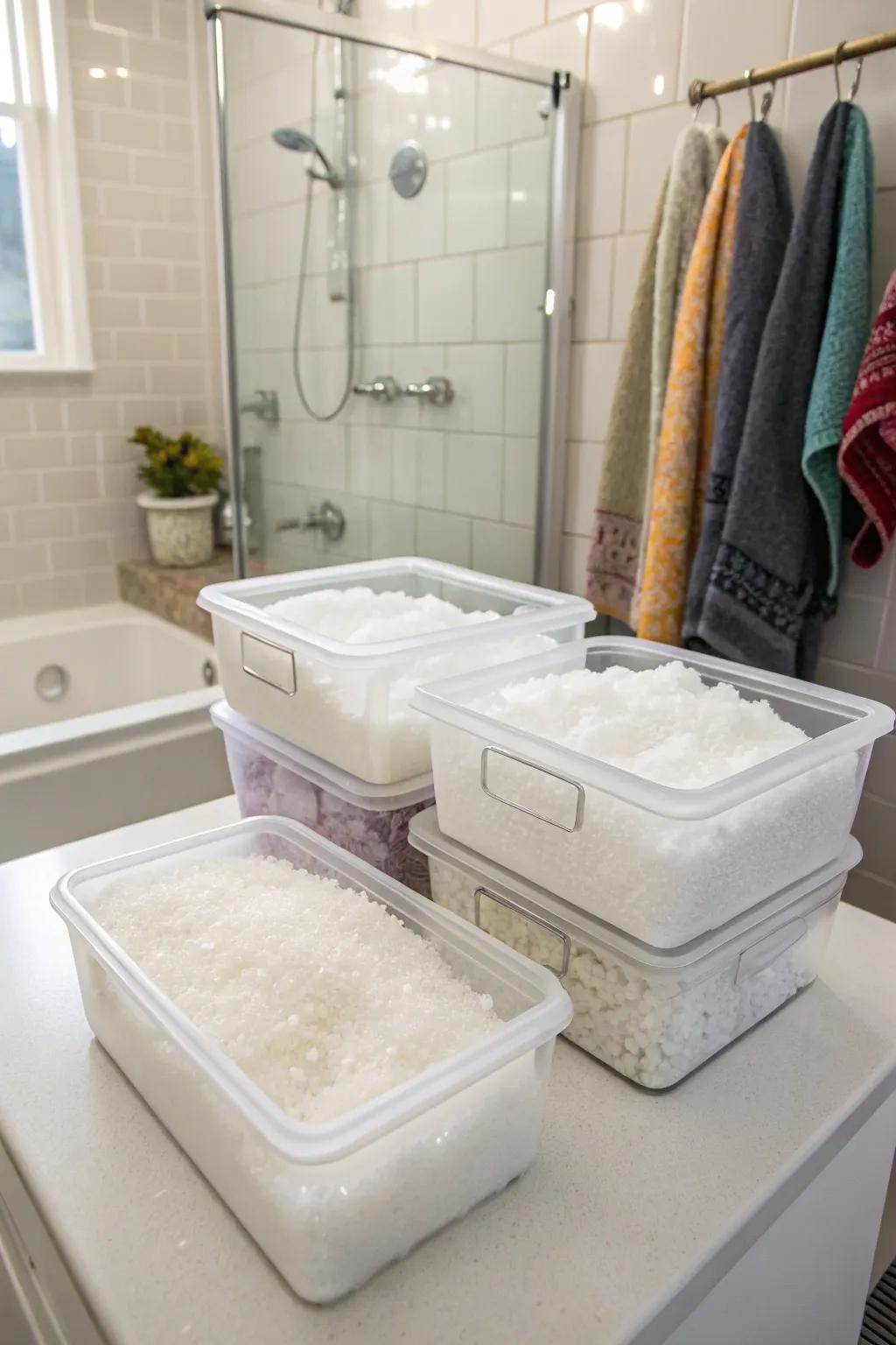 Useful and attractive plastic containers for Epsom salts
