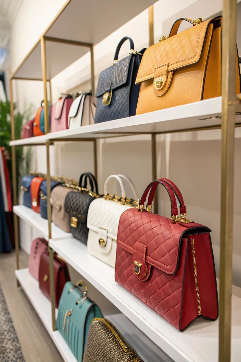 A special shelf designed for handbags, blending seamless organization with a sophisticated style.