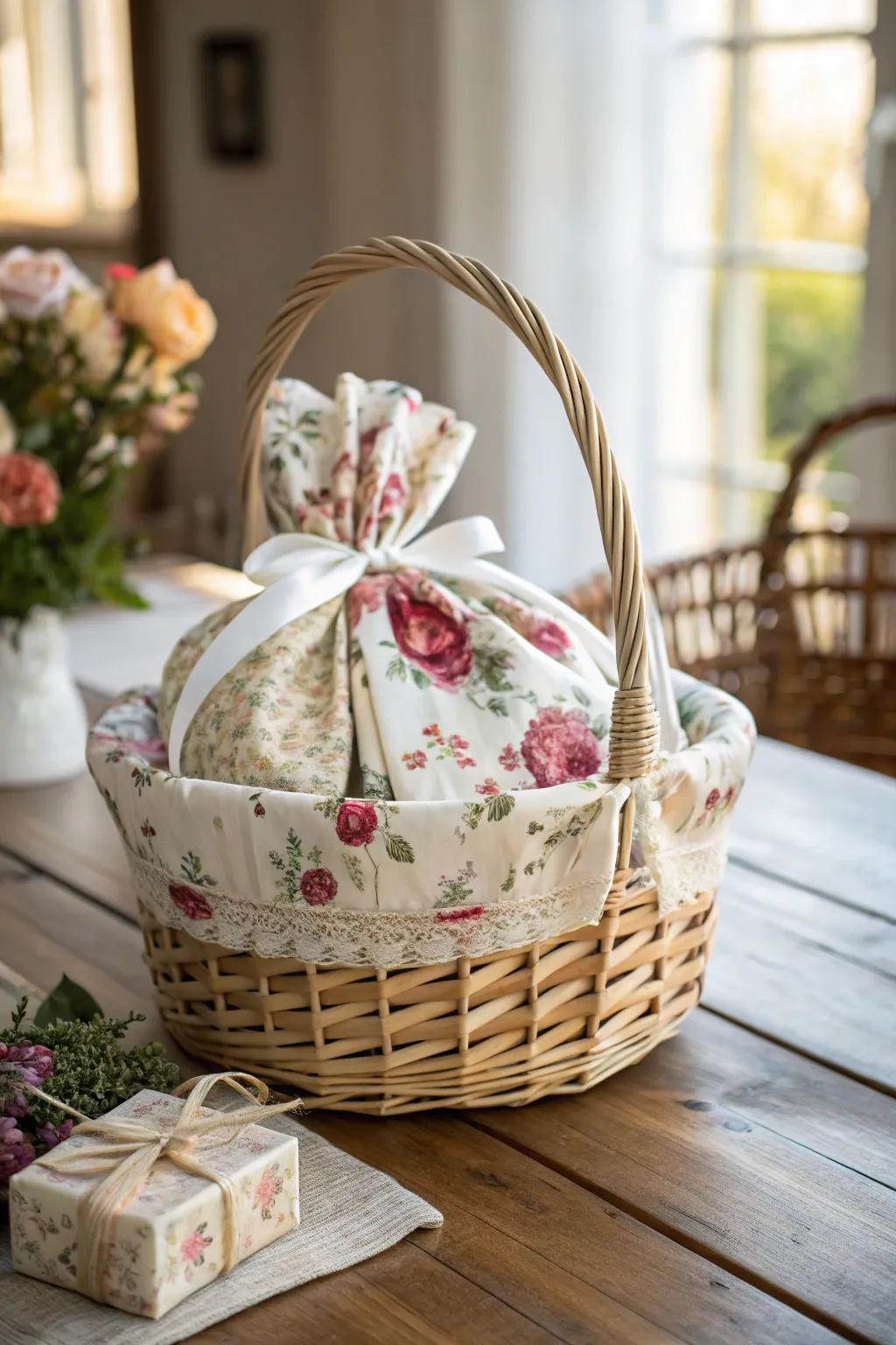Cloth wrapping adds a touch of luxury and eco-consciousness.