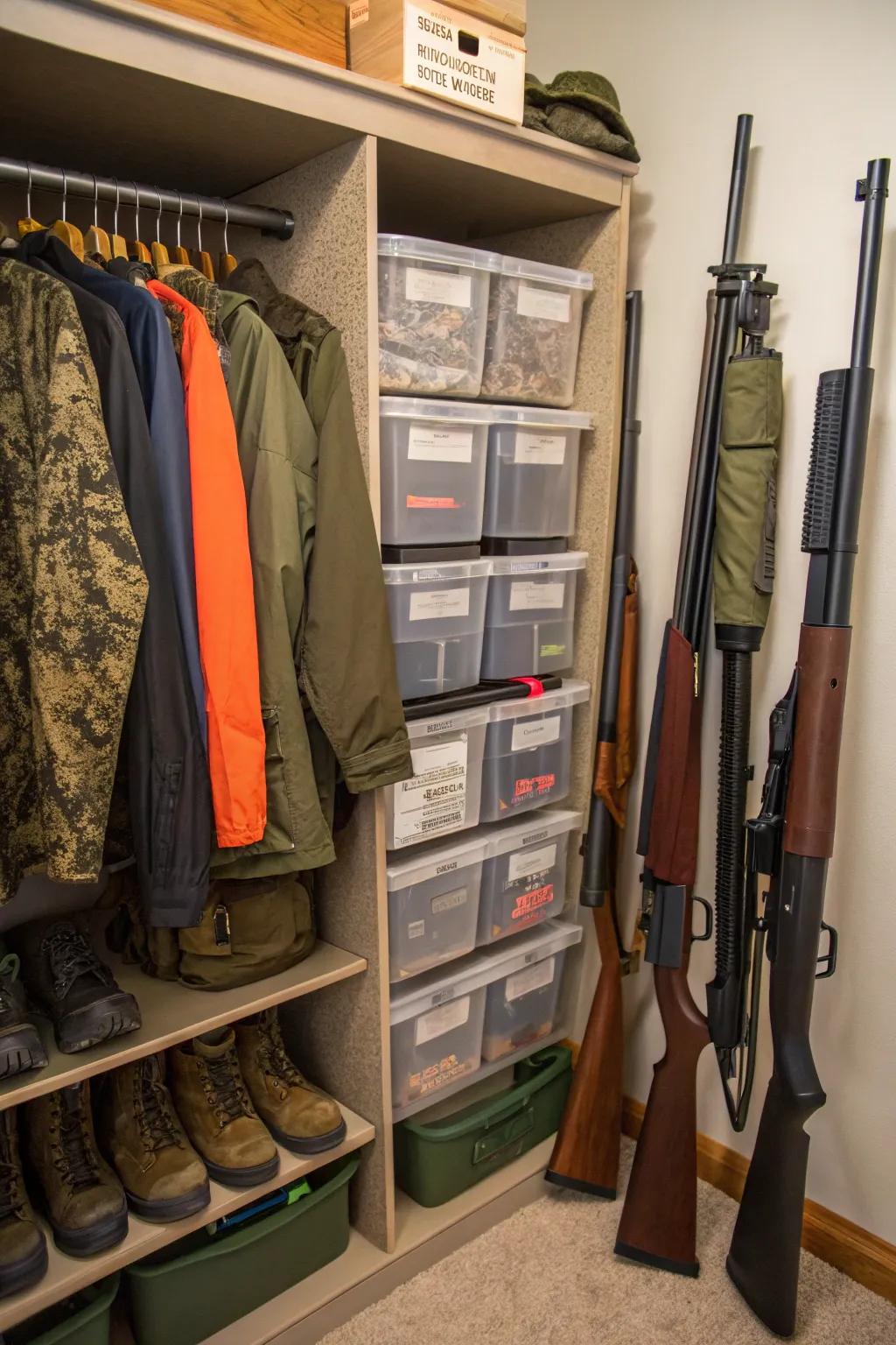 Shelving units ensure that everything is well-organized and easy to reach.
