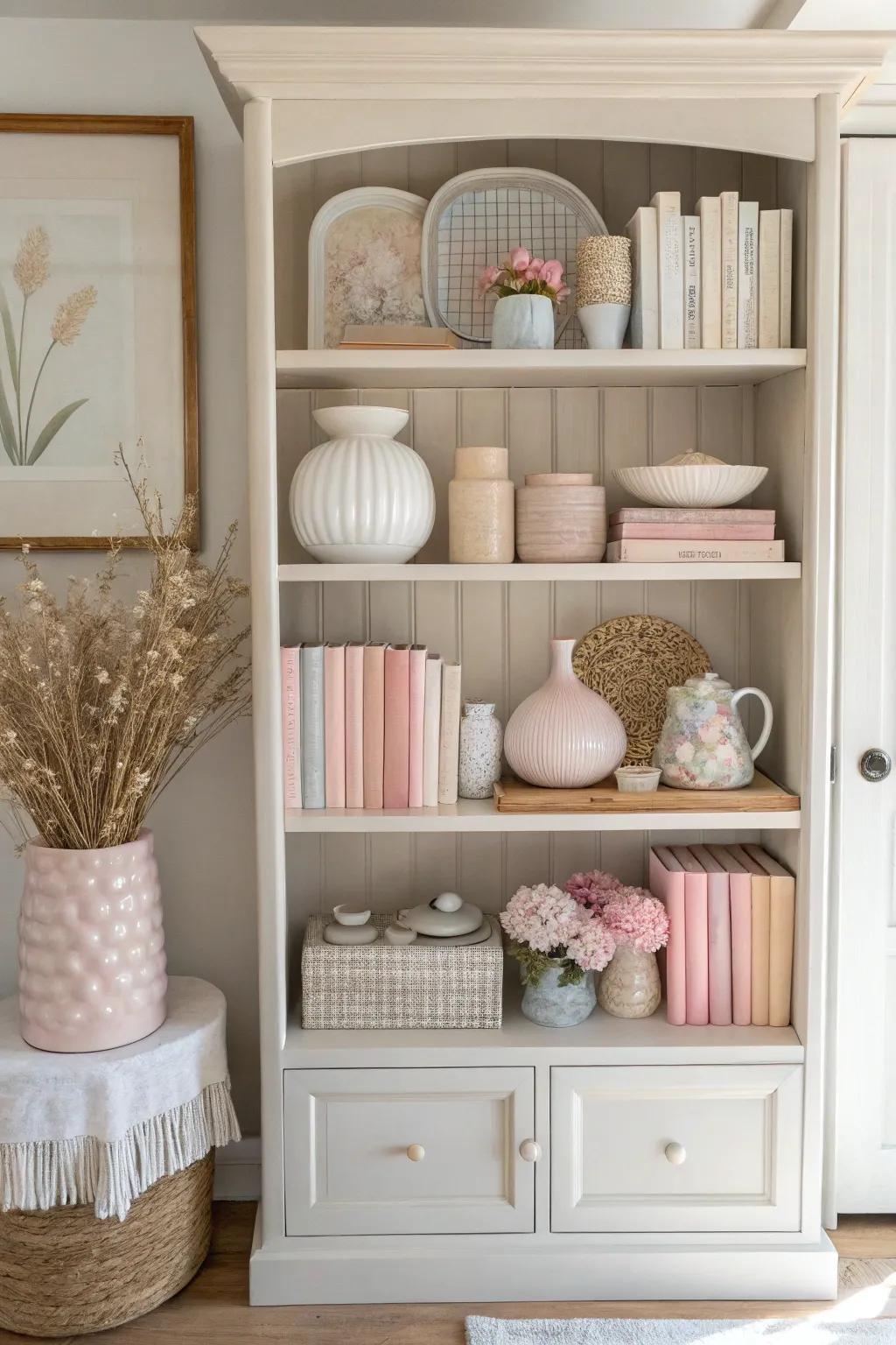 A peaceful hutch presented in restful neutral shades.