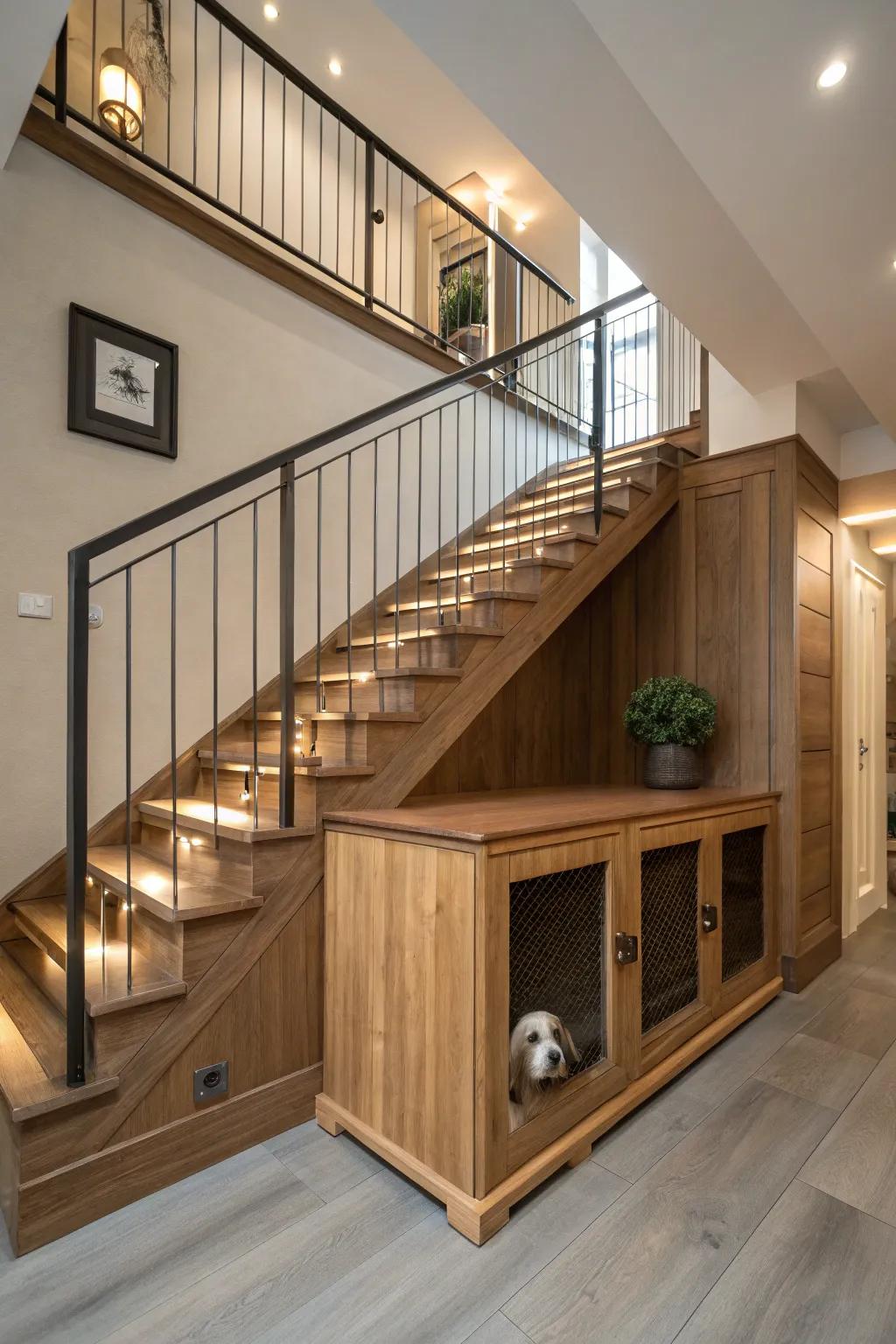 Turn under-stair space into a secret haven for your dog.