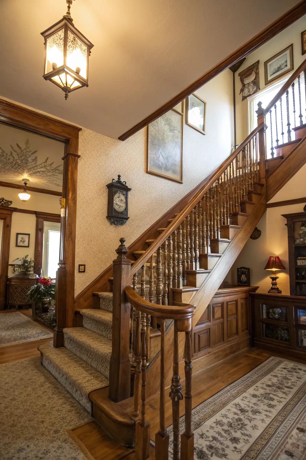 Wooden stair railings upload warmth and beauty for your home.