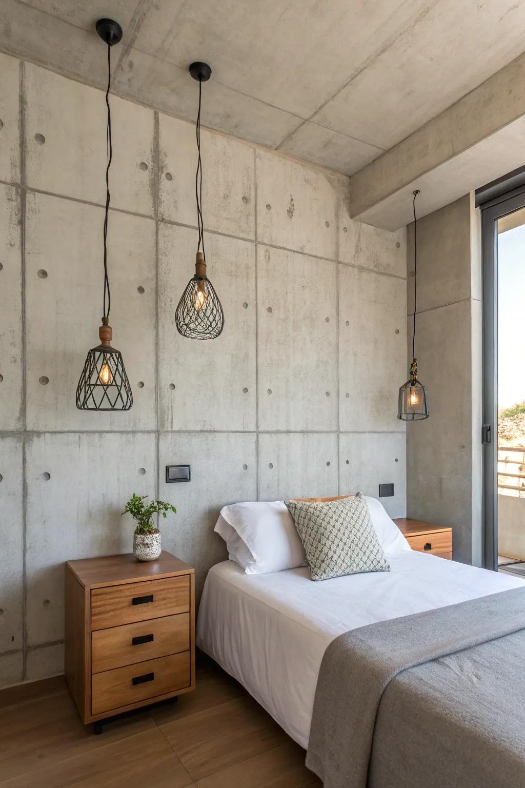 Hardened mud details deliver a polished, contemporary edge to this urban sleeping quarters.