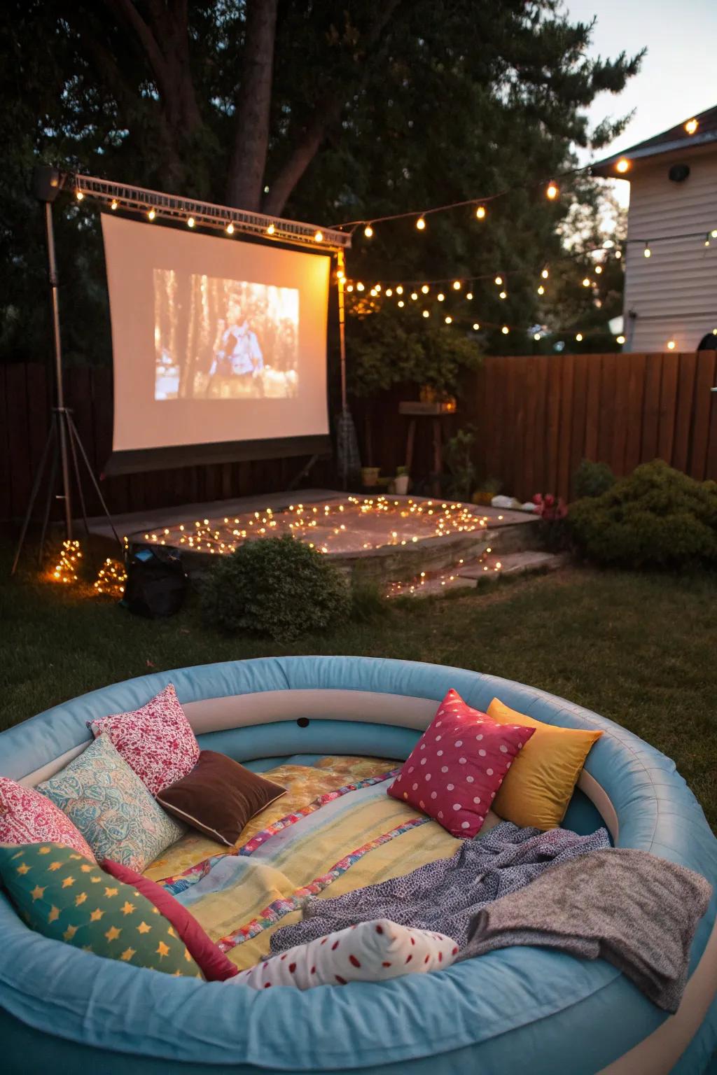 Movie night near the pool: A truly magical adventure under the stars.