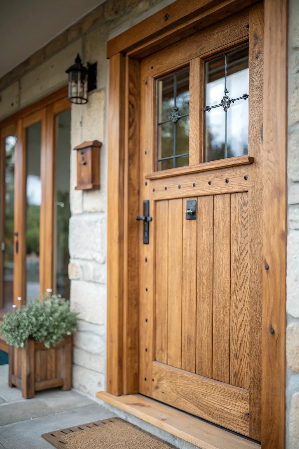 Natural wood details impart a cozy and organic ambiance to this entryway.