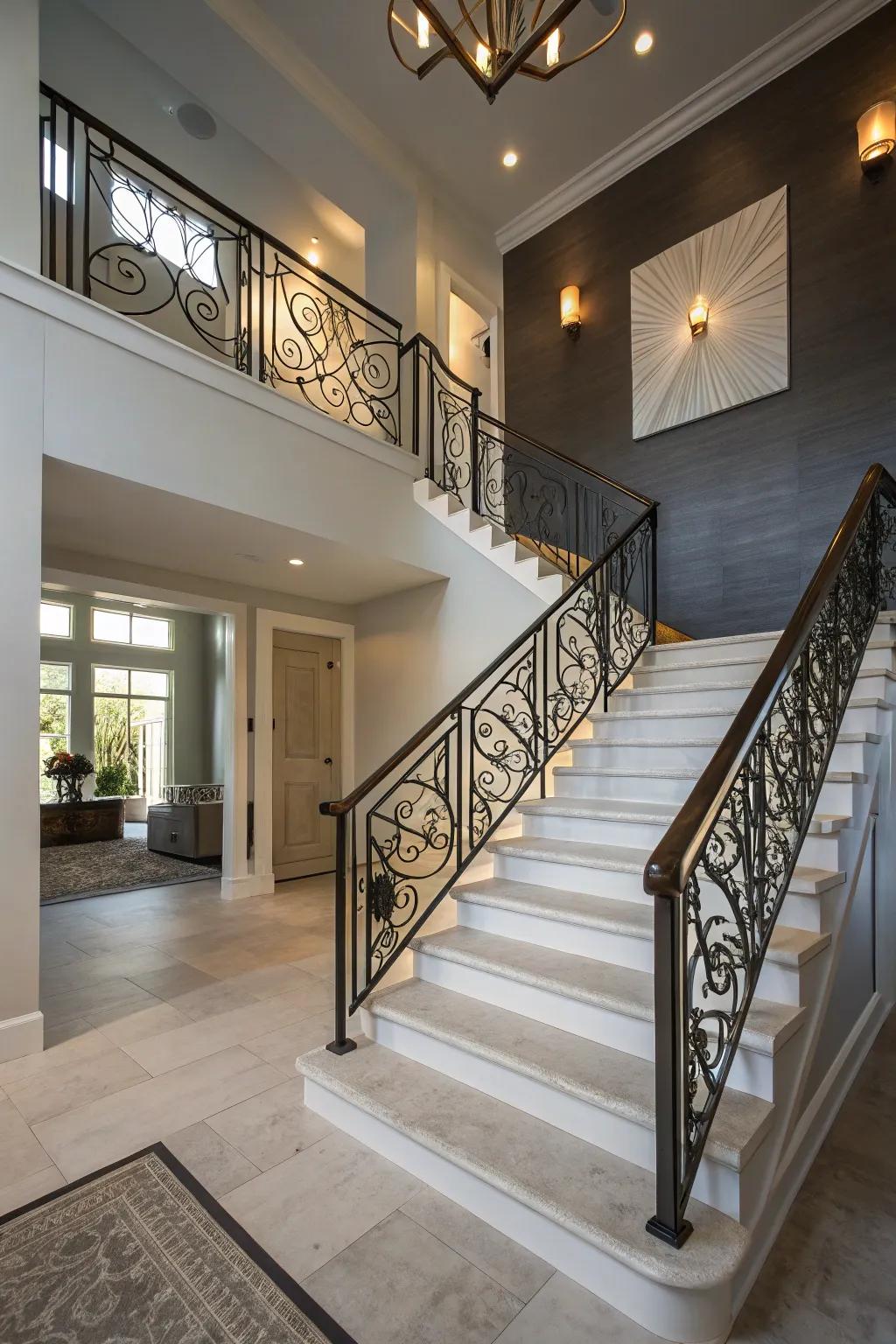 Make your staircase the focal point of your split-level residence.