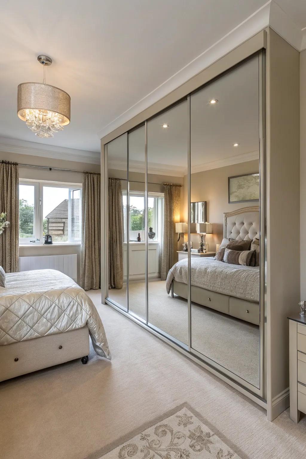 Mirrored closets: elegance and spaciousness combined.