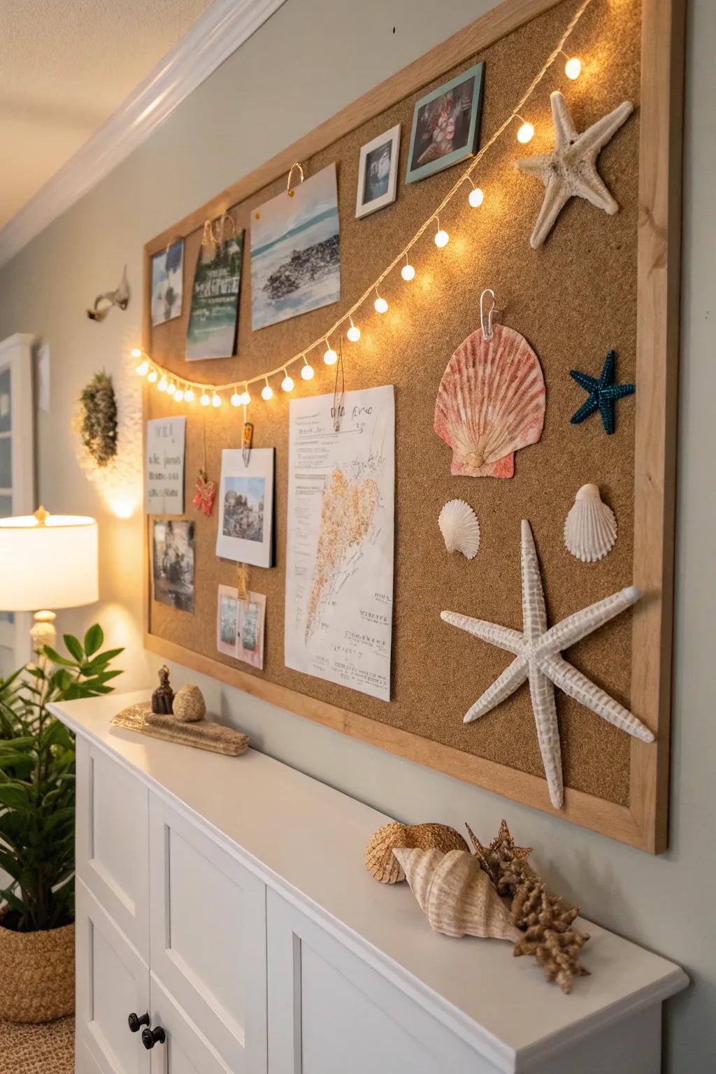 A beach-themed bulletin board embodying the essence of summer relaxation.