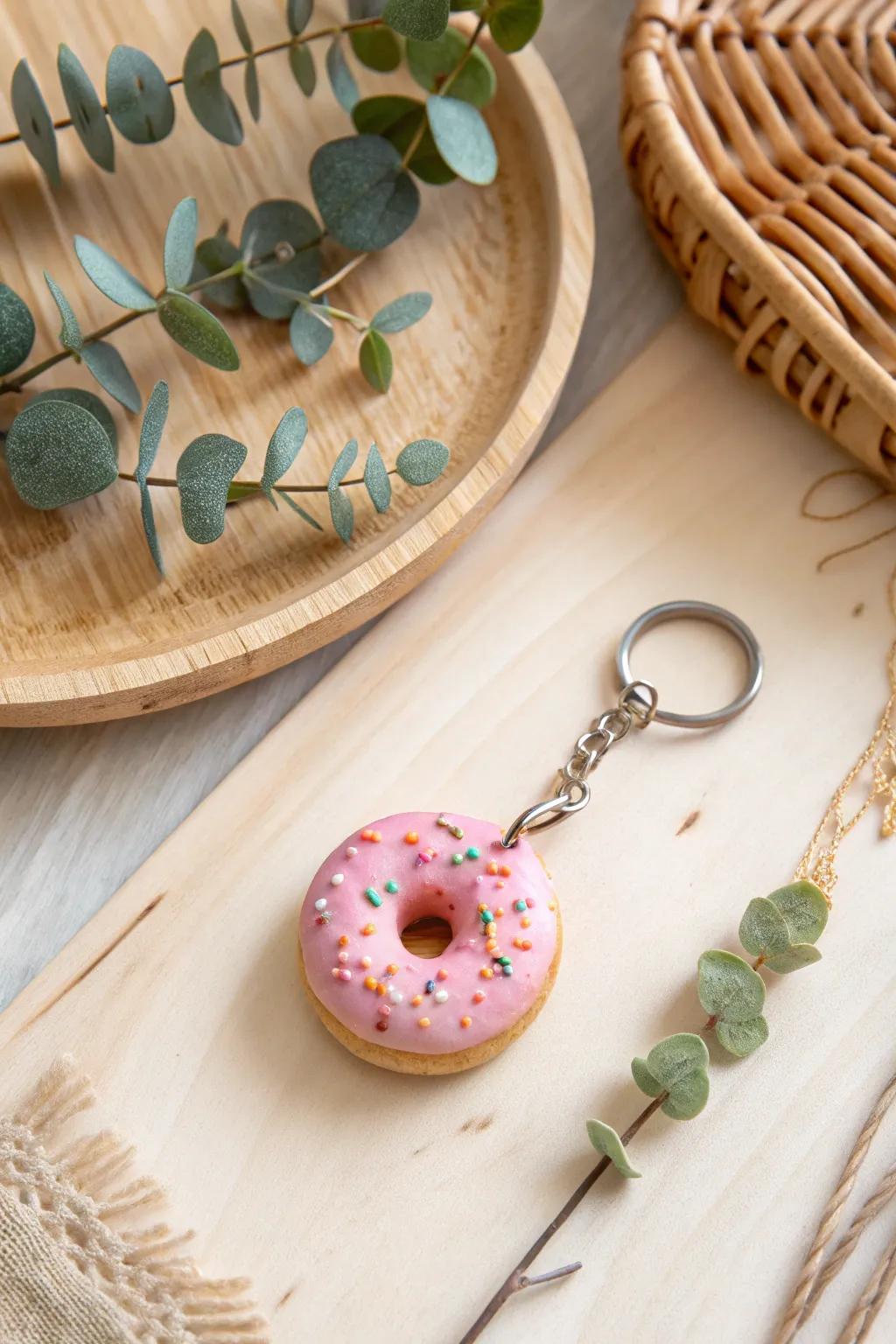Create your own kawaii magic: This lovable donut keyring is a delightful addition to any set of keys!