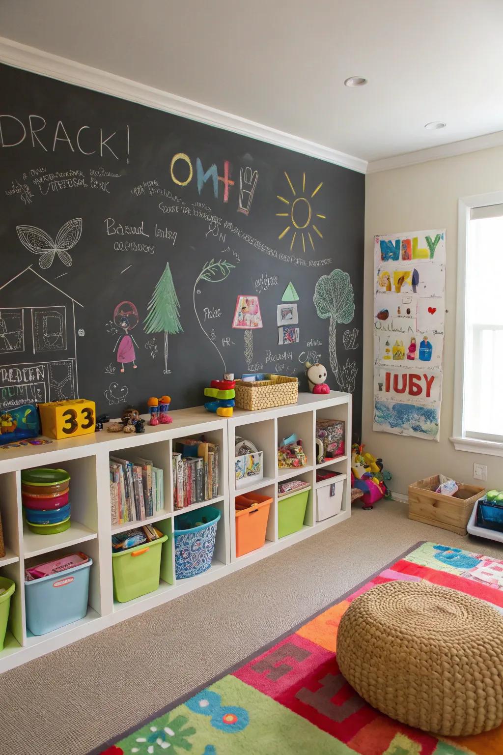Blackboard surfaces provide countless opportunities for education and imagination.