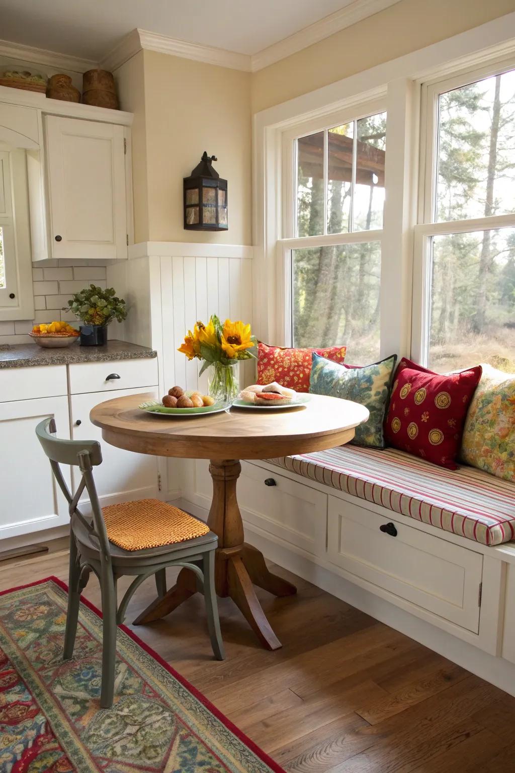 A small morning spot creates a cozy dining space.