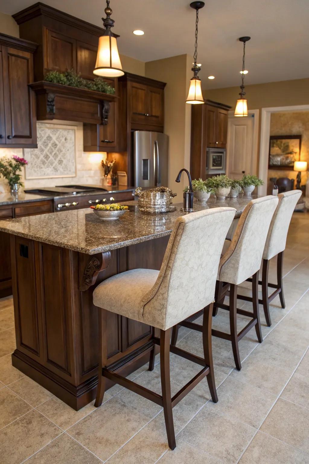 Chairs with high backs add comfort to your kitchen seating.