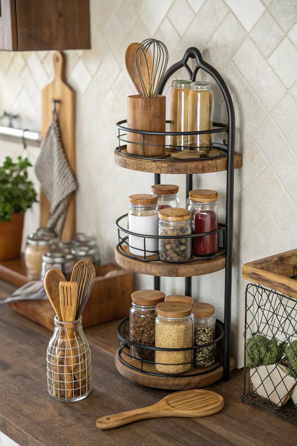 Organic textures, like timber and metal, present a timeless and sturdy kitchen visual.