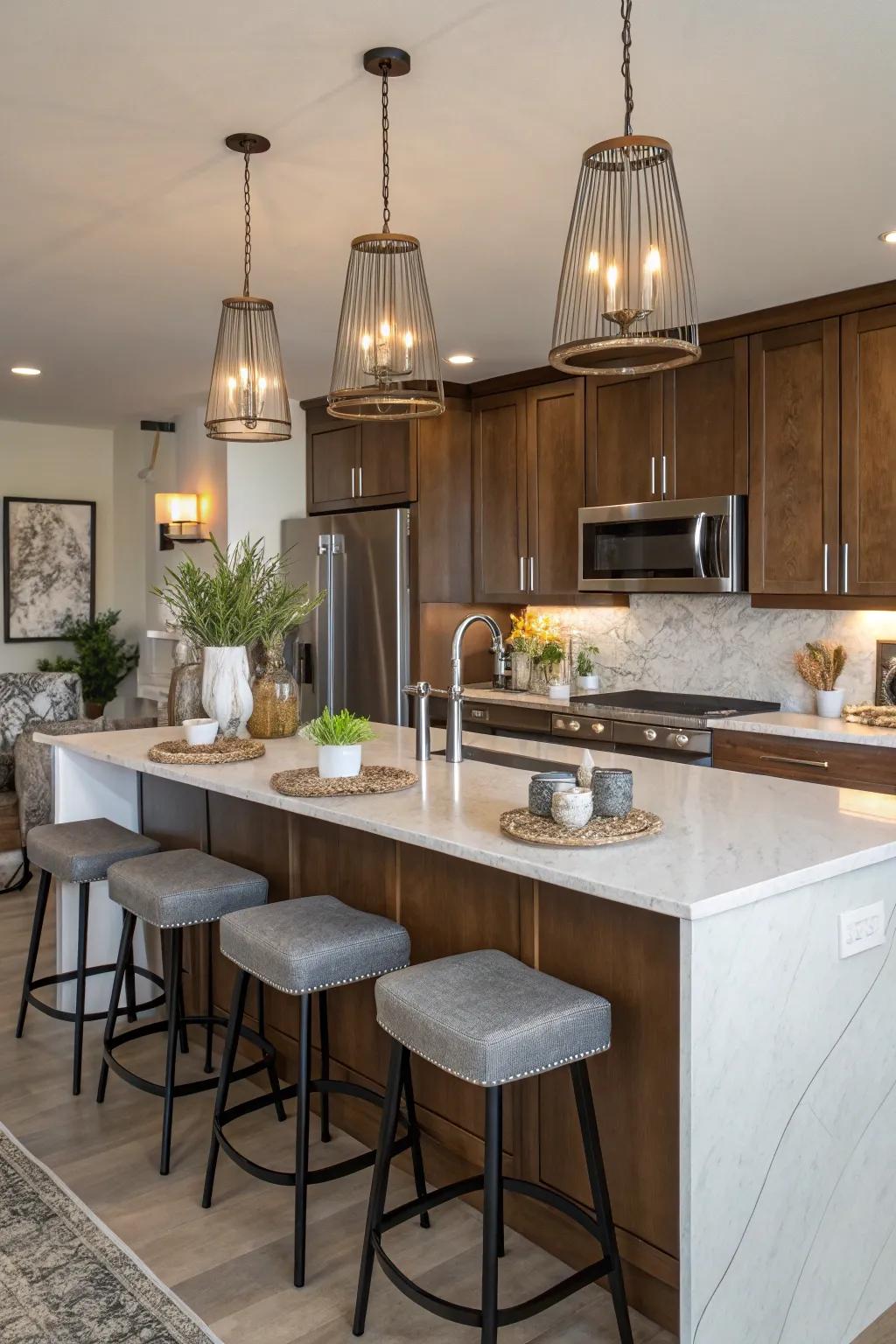 A kitchen island that combines functionality with style.