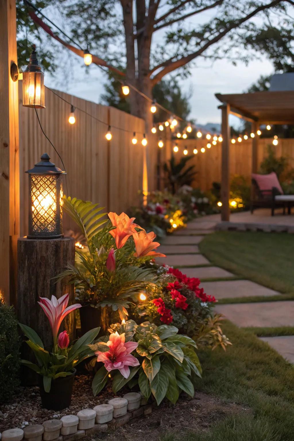 Lighting makes your artificial landscape feel alive at night.