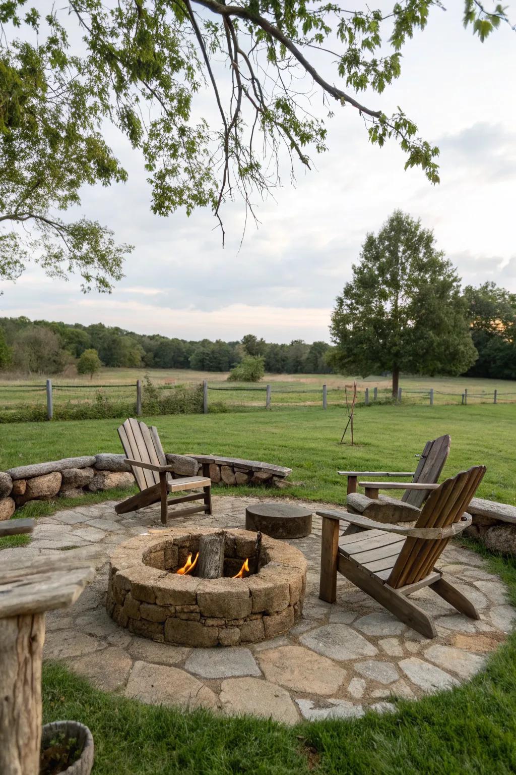 A DIY bonfire space lends warmth and character to any backyard setting.
