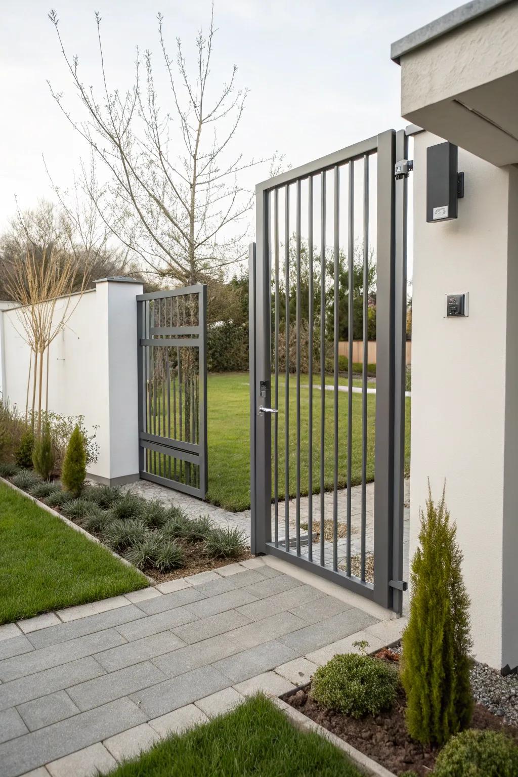 A modern metal panel gateway that radiates sophistication and style.