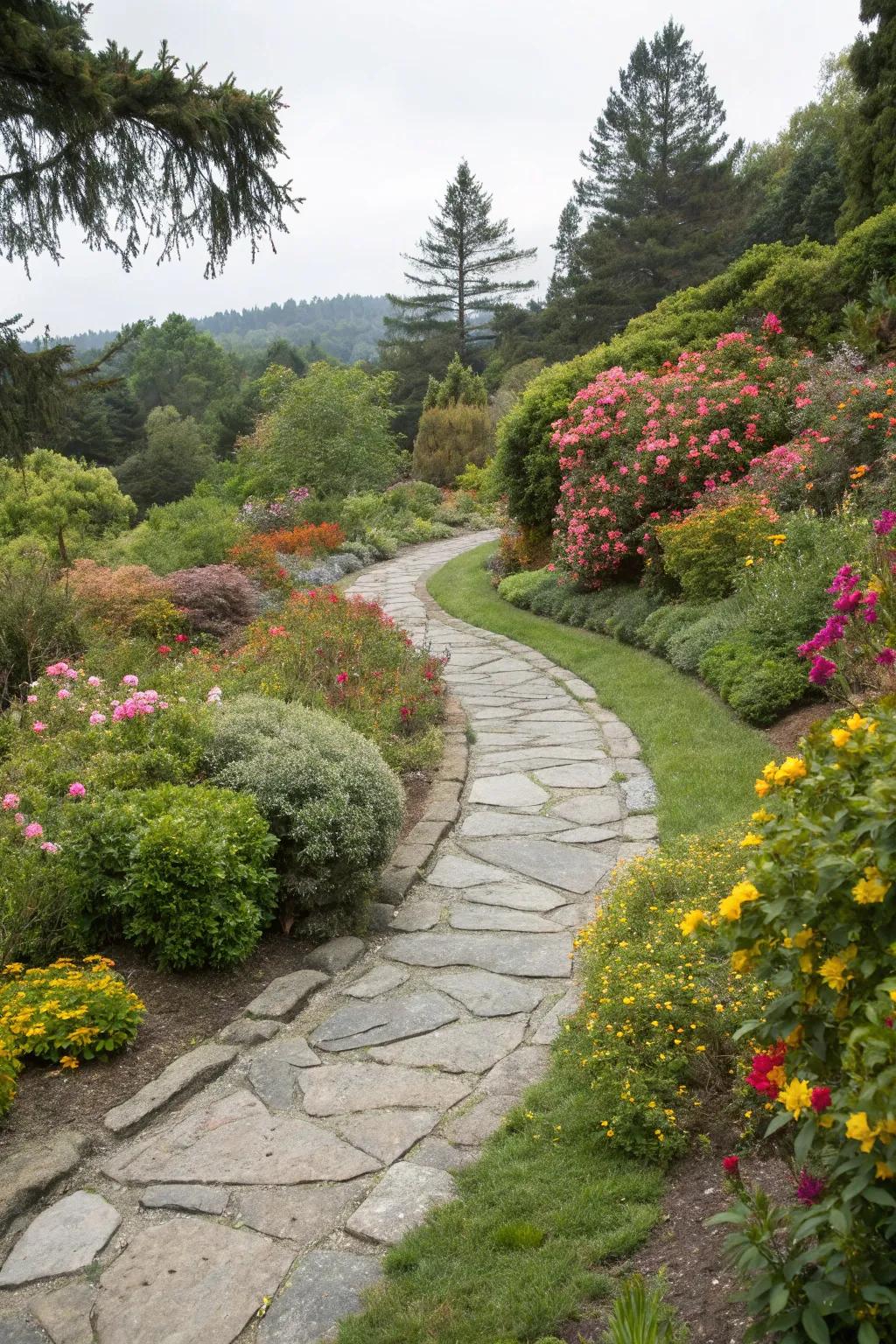 A winding trail that invites exploration through the garden.