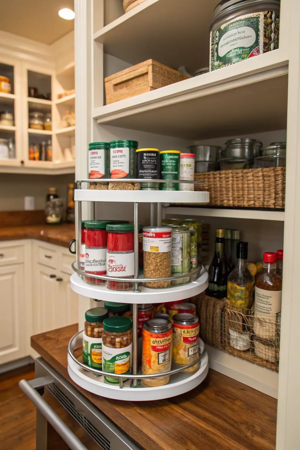 Use your corner space effectively using a convenient carousel.