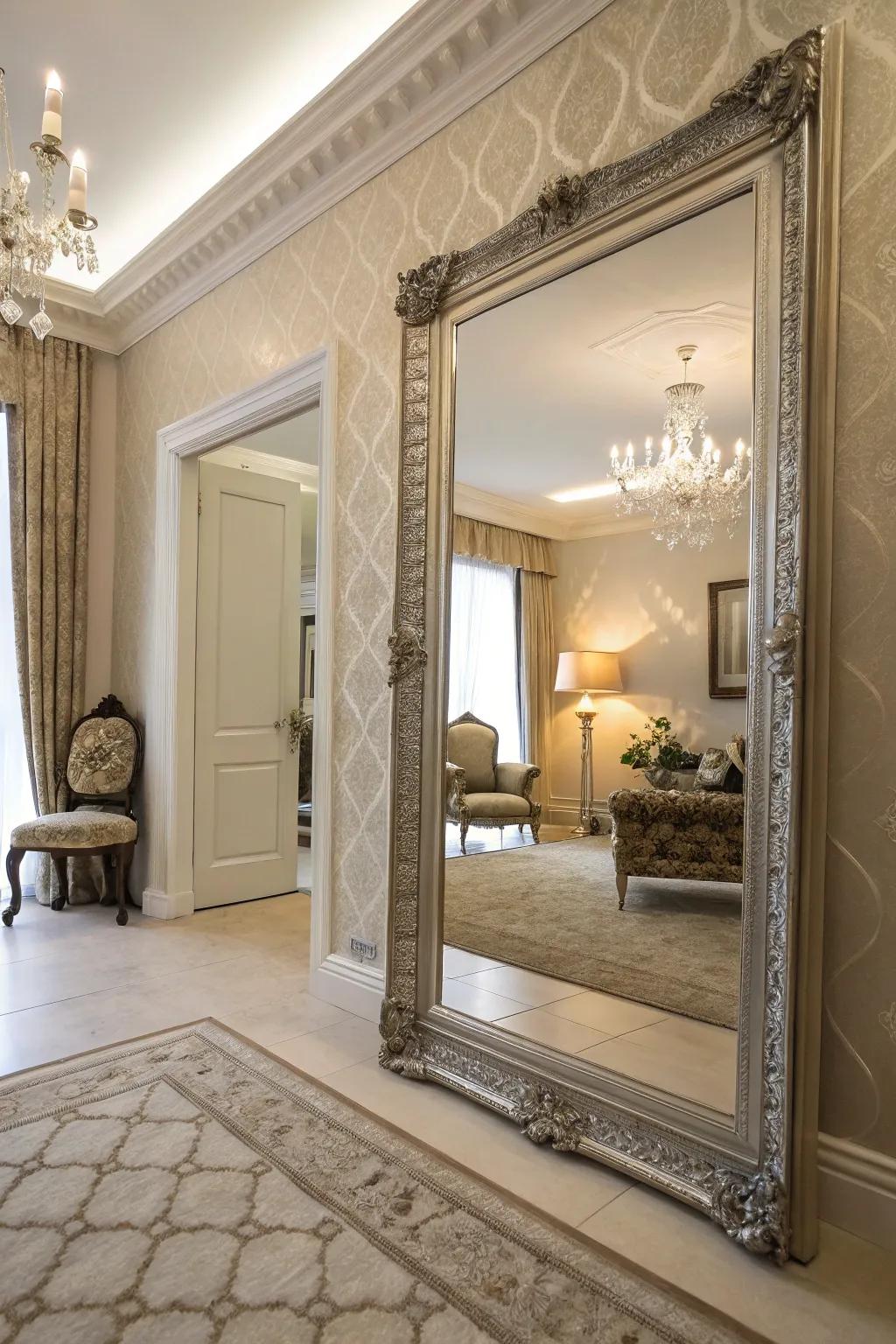 Large mirrors not only decorate but also make any room feel bigger and brighter.