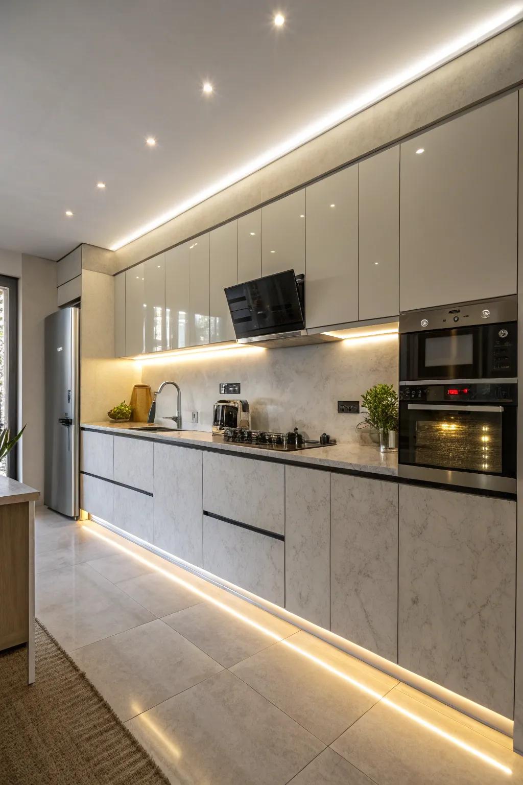 Amplify your culinary zone's functionality and aesthetic via sub-cabinet LED illumination.