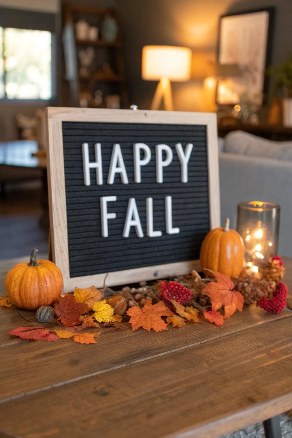 Extend a warm welcome to fall with a delightful message board display.