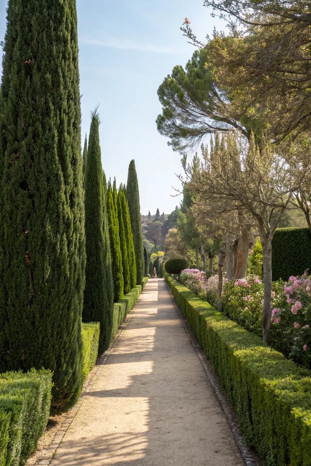 Elevate your garden's charm with Leyland cypress borders, adding a refined touch.