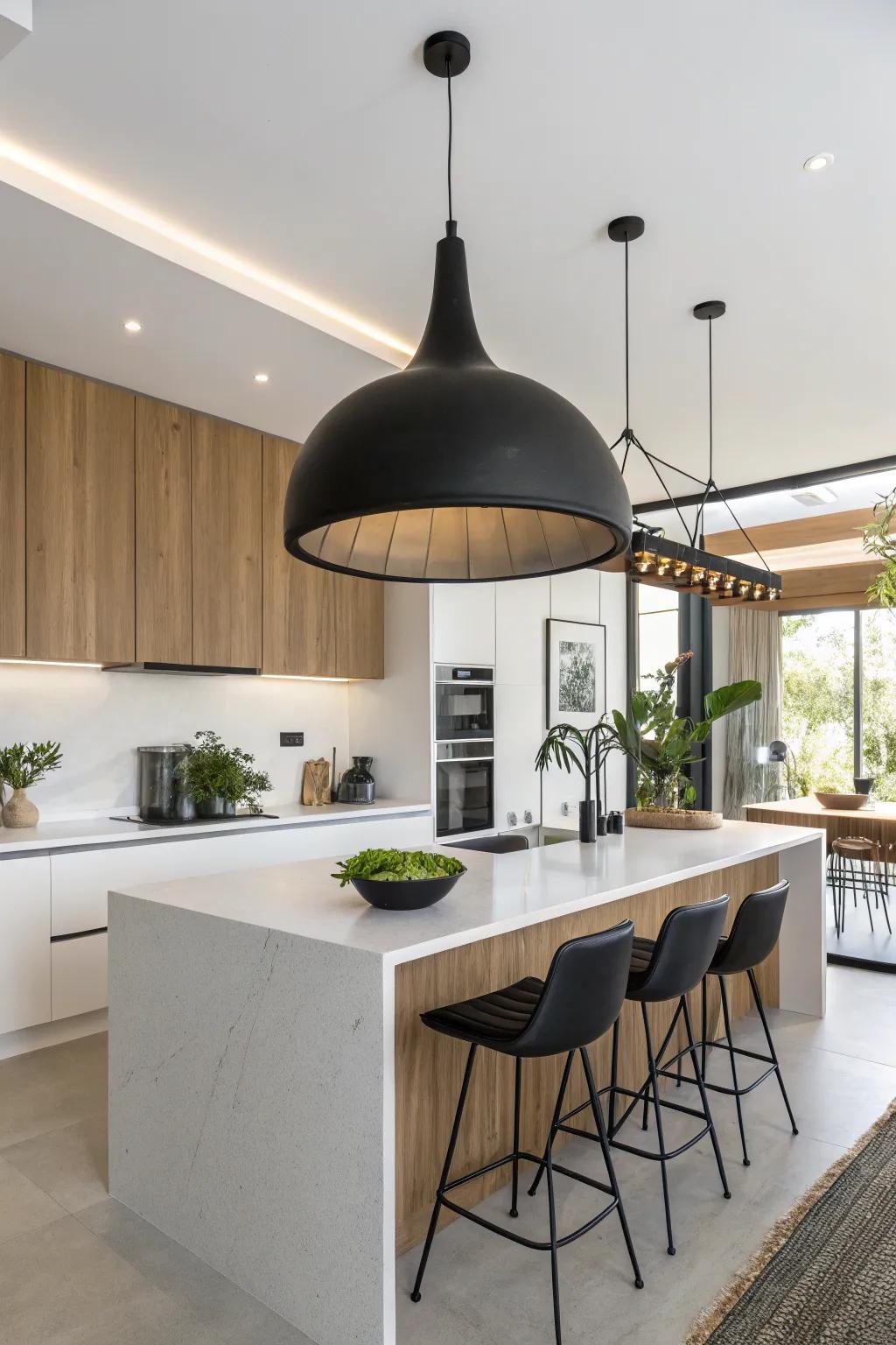 Bring your cooking area up to date with current hanging lights for a fresh style.