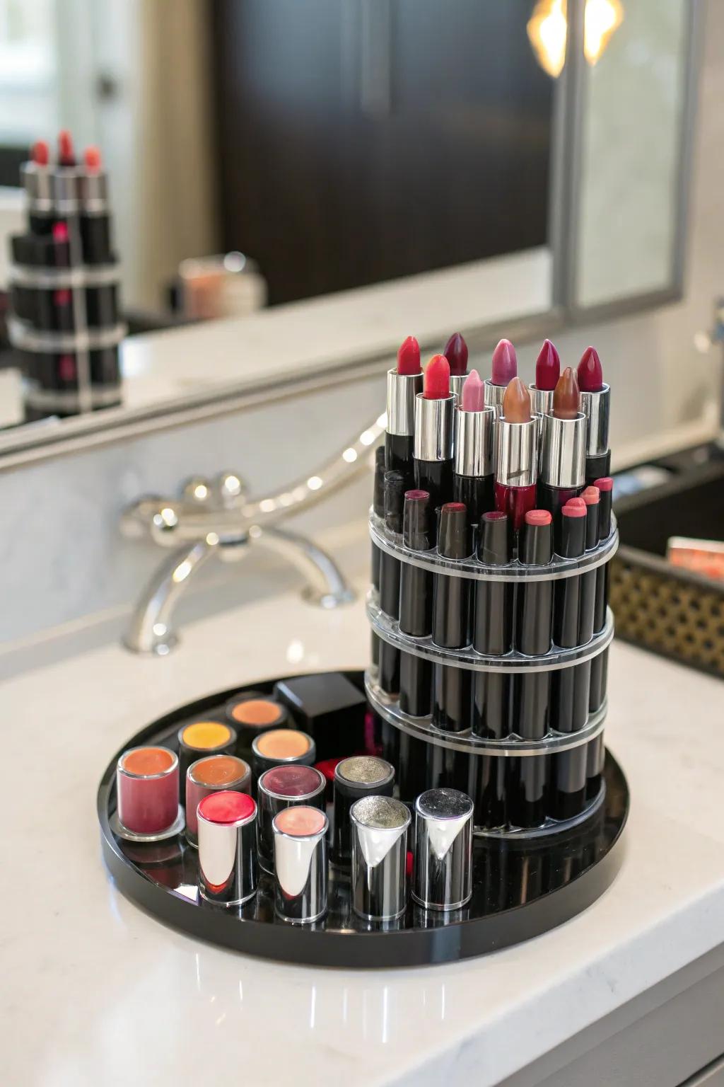 Spin your way to the perfect shade with a spinning display.