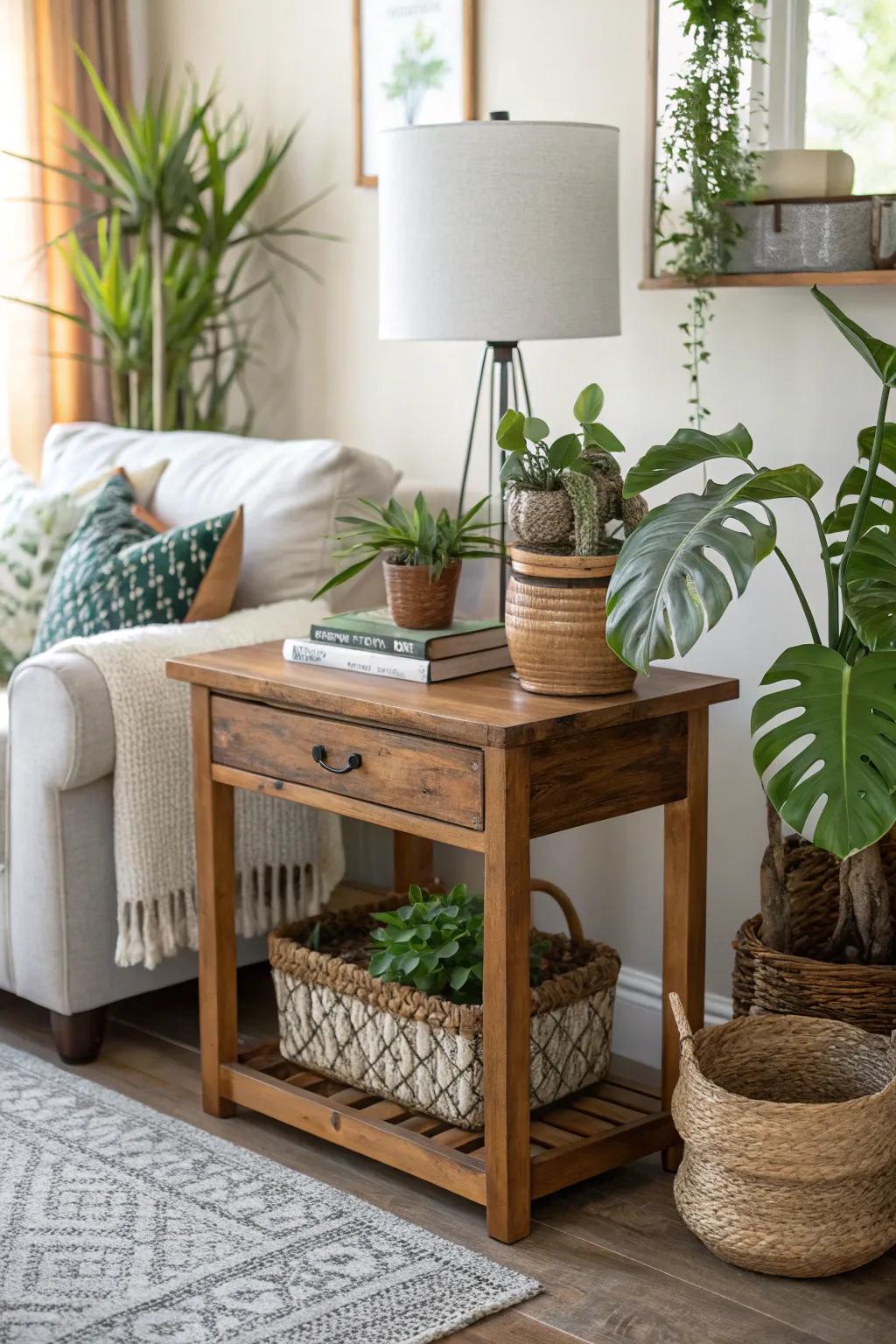 Wood tables bring a hint of nature to any family room.