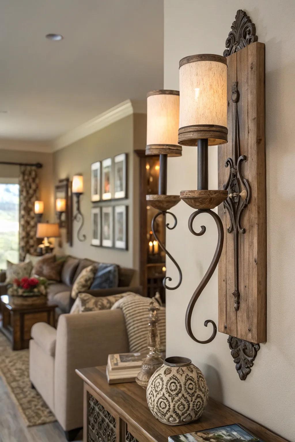 The fusion of materials adds richness and intrigue to your walls.