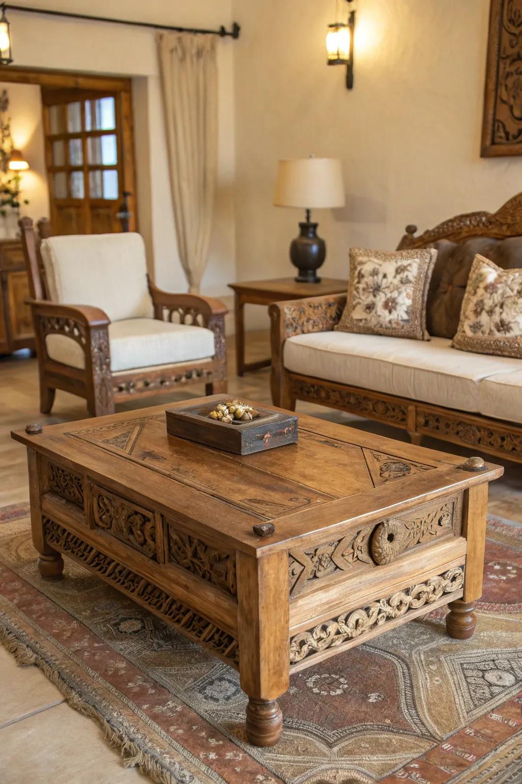 Country-style wood furniture adds Western character to any space.
