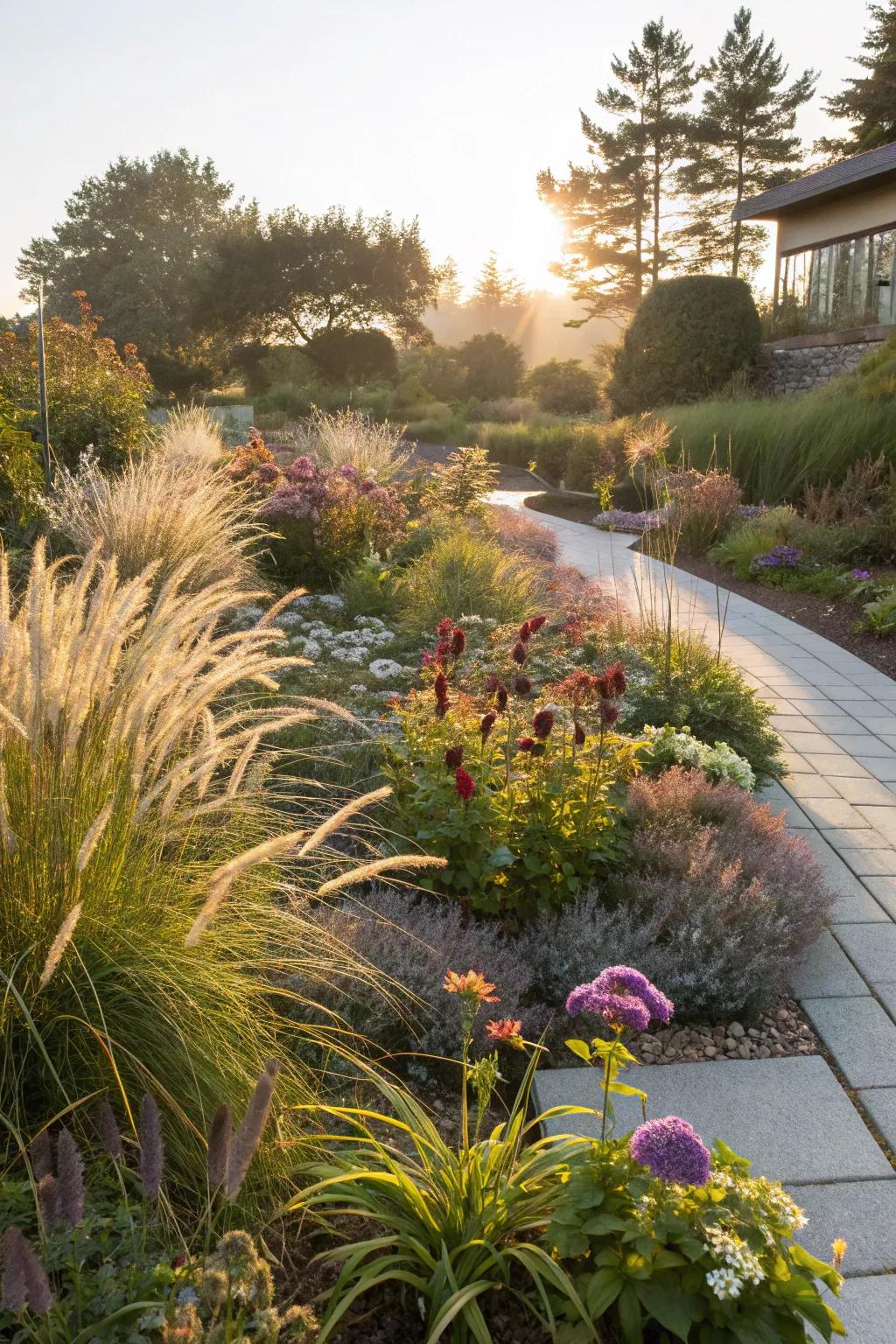A garden that showcases the beauty of layered plantings, adding visual depth.