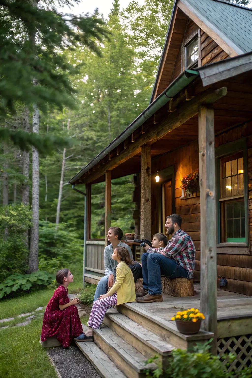 A quaint cabin hideaway nestled in Maine’s woodlands.