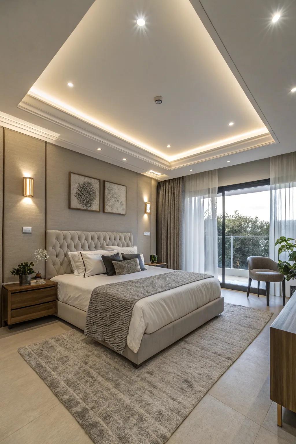 Discreet recessed lighting offers a modern, minimalist appearance.