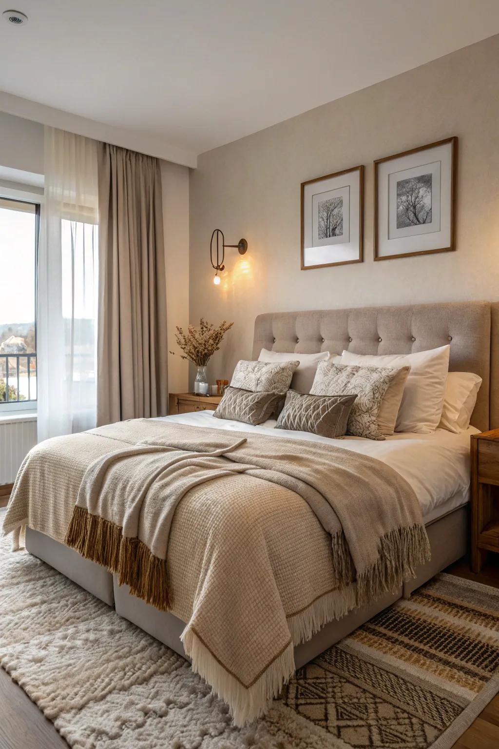 A cozy bedroom designed for maximum relaxation and comfort.
