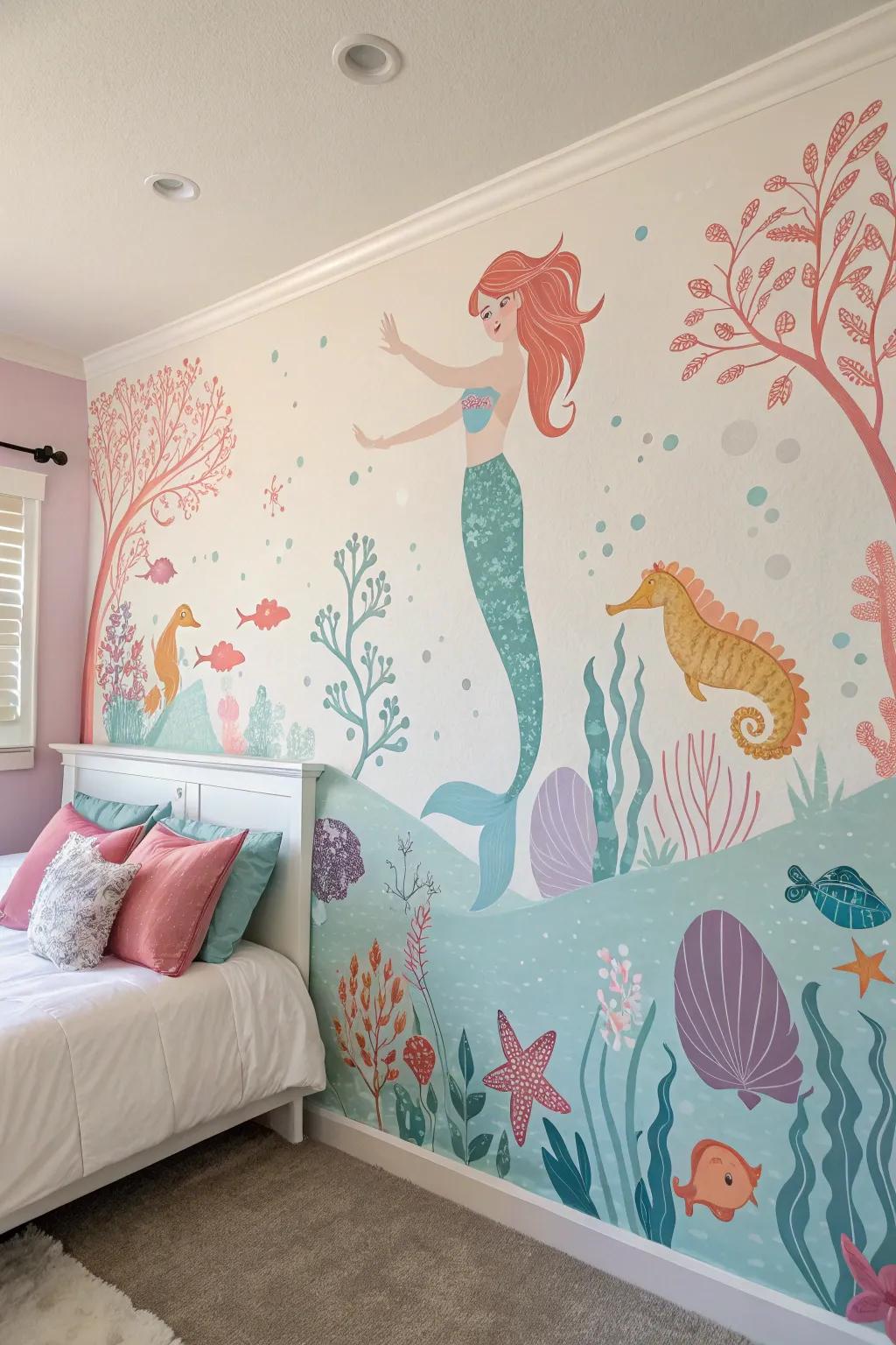 An enchanting mural that transports the ocean onto your walls.