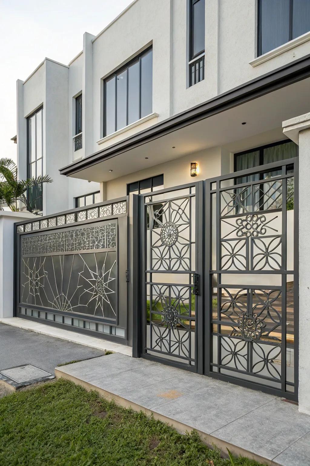 A modern geometric metal gate, the perfect accent to a minimalist design philosophy.