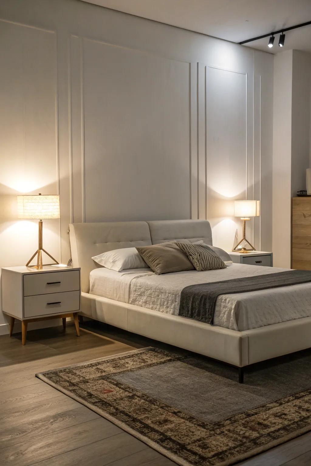 Uncomplicated furnishings with crisp lines define this minimalist space.