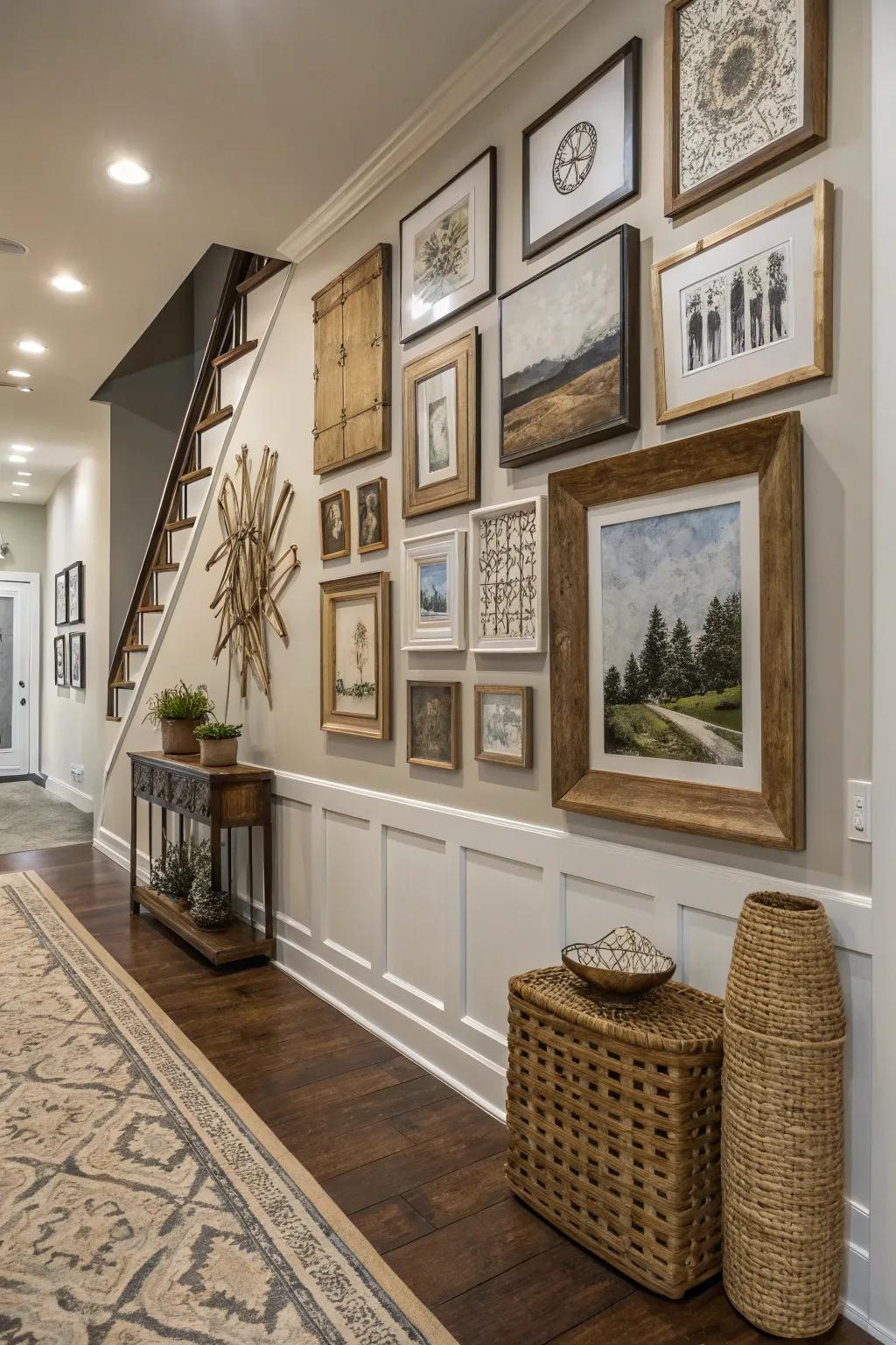 Surface variations give dimension to this varied media arrangement.