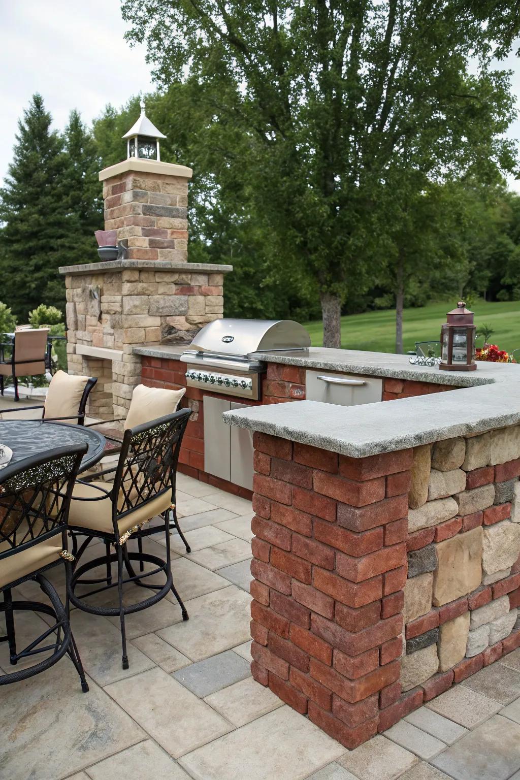 A harmony of rock and block for a timeless charm.