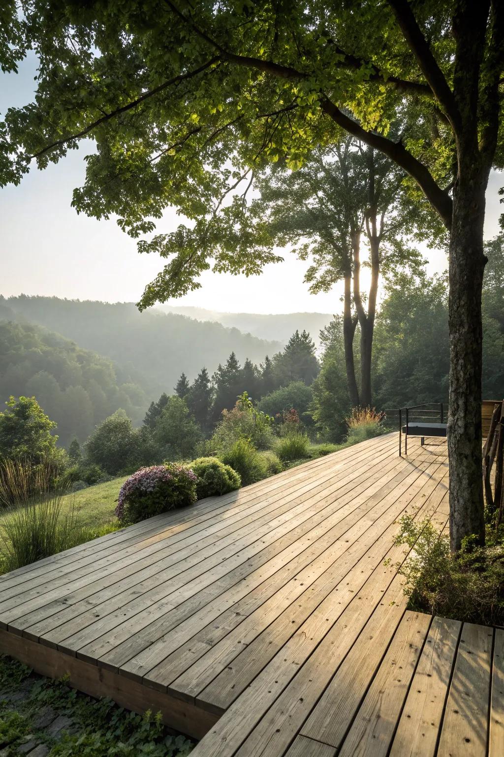 A deck scheme embracing organic materials for a toasty, inviting sensation.
