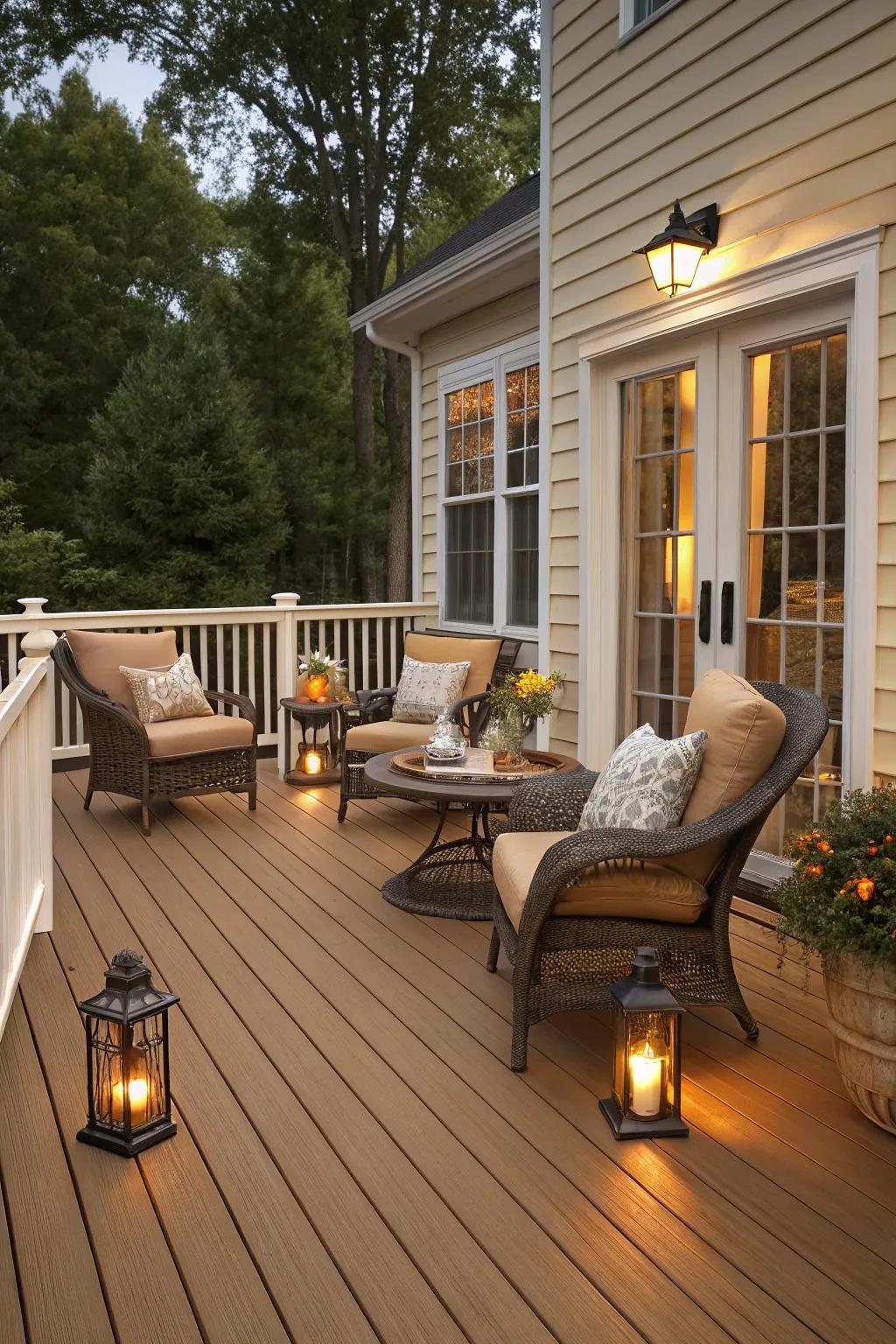 Golden maple adds a welcoming touch to any deck.