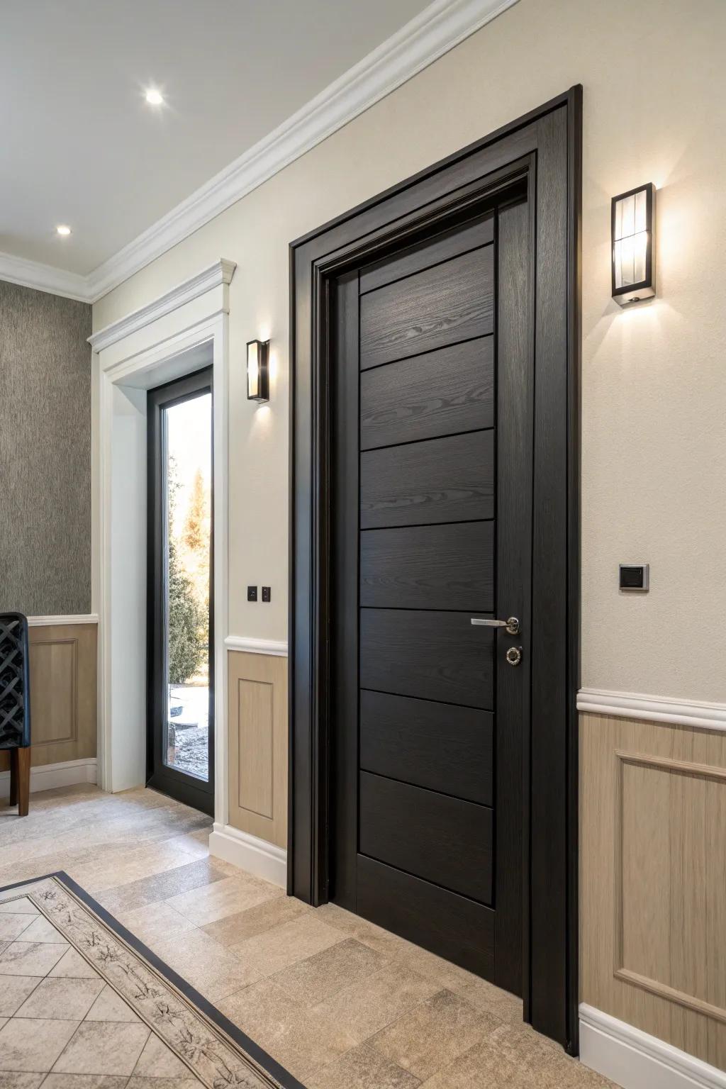 Contrasting hues accentuate the architectural allure of the doorway.